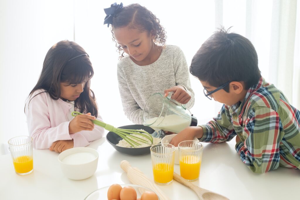 children preparing food