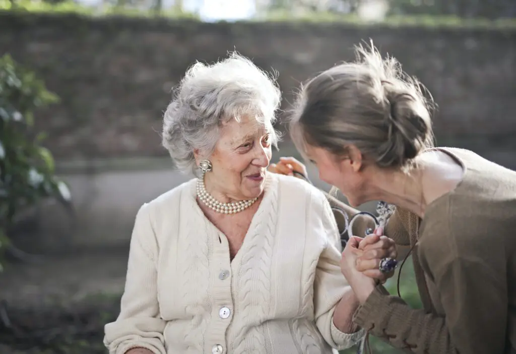 lady talking to mom