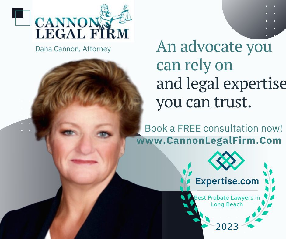 logo, picture of Dana Cannon, and symbol saying: Expertise.com" voted best probate lawyer in Long Beach