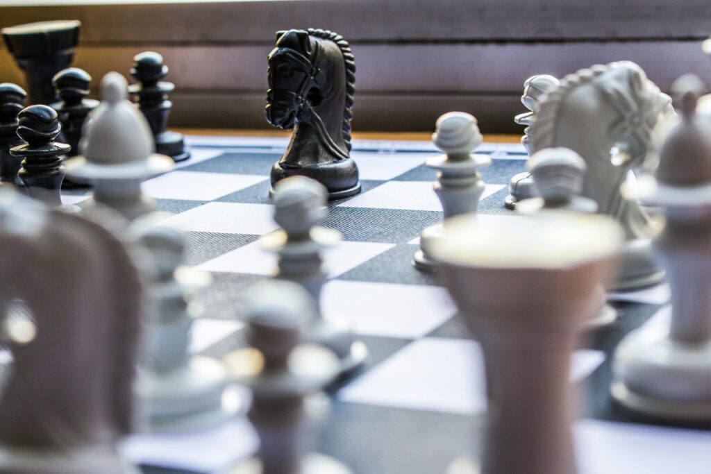 Chess board with chess pieces on it 