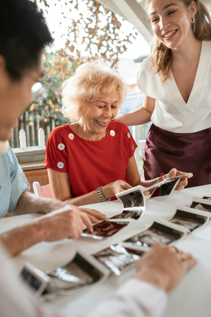 lady looking at pictures