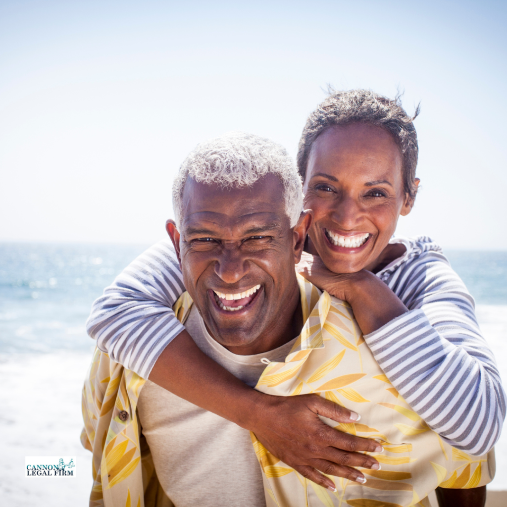 Happy smiling couple, woman is hugging man 