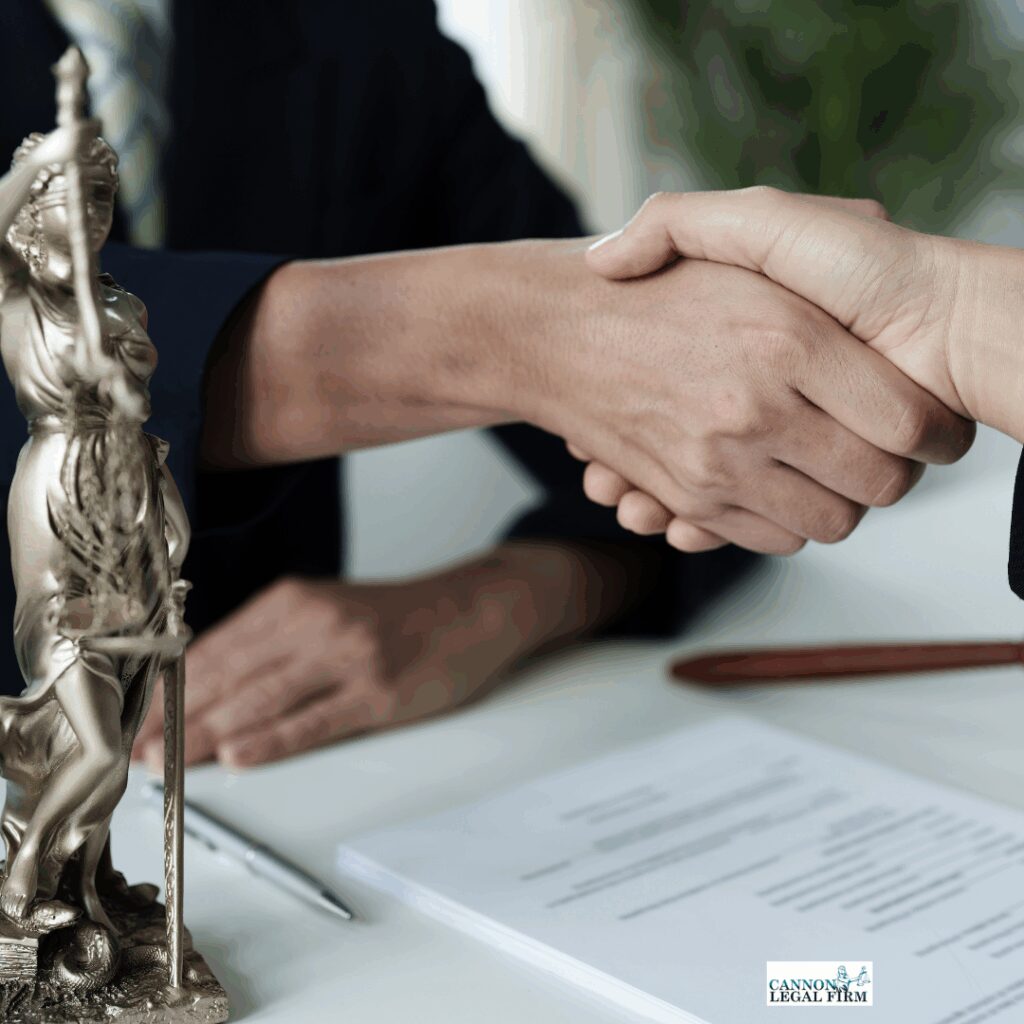 up close view of people shaking hads. Court documents and lady justice on the table. 10 Essential Steps to Creating a Strong Estate Plan and Protecting Your Future