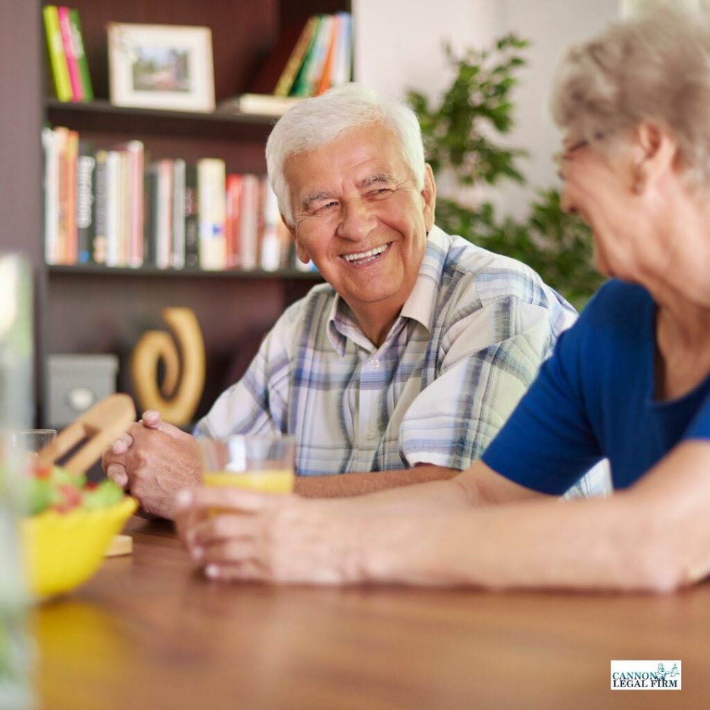 elder couple smiling at each other. Estate planning tips for seniors. 
