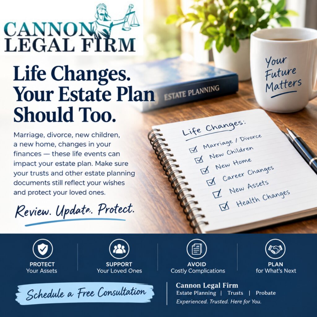 Update Your Estate Plan. Logo and words explaining why to update your estate plan.